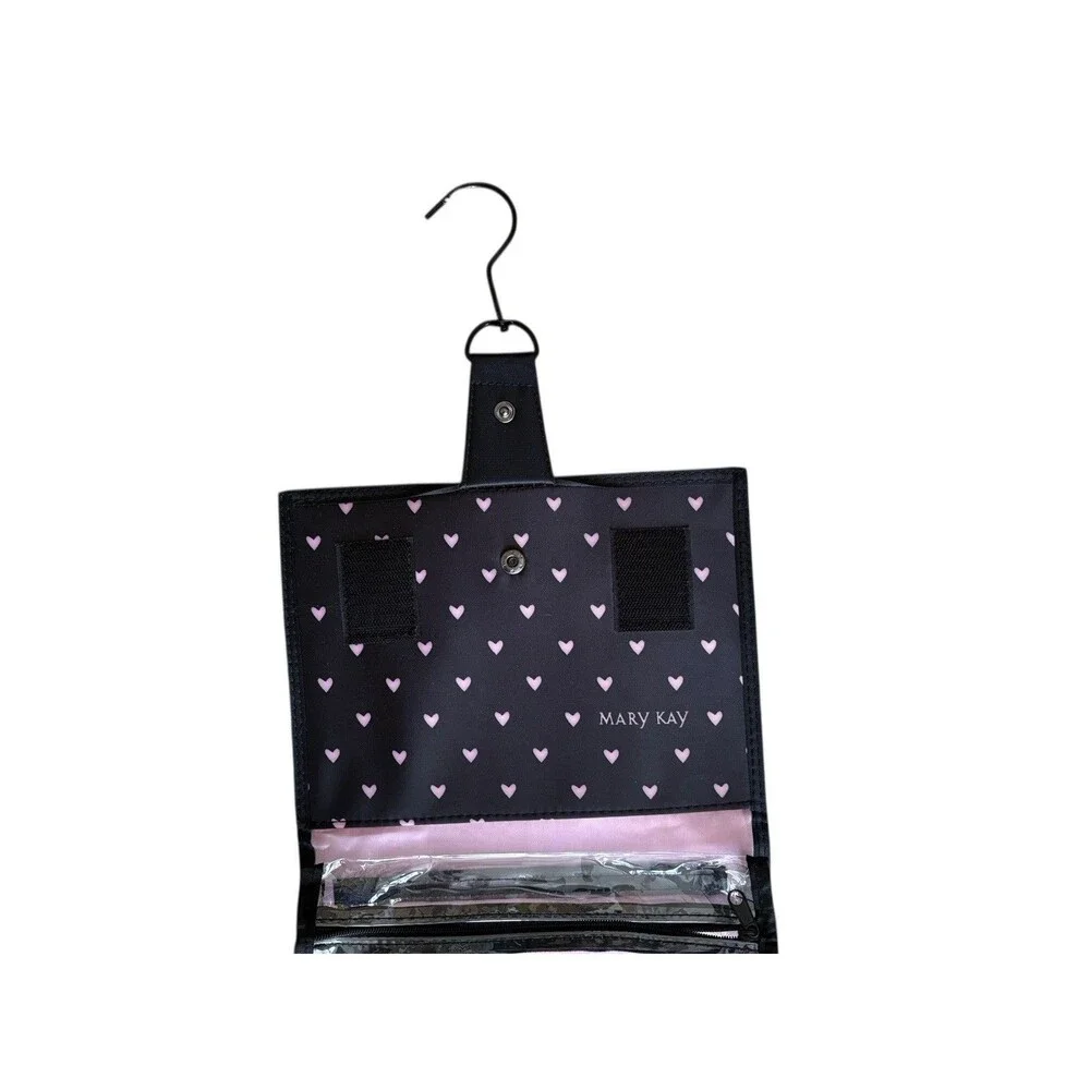 Mary Kay Hanging Organizer Black Travel Make Up Bag Rollup Removable Clear Pouch